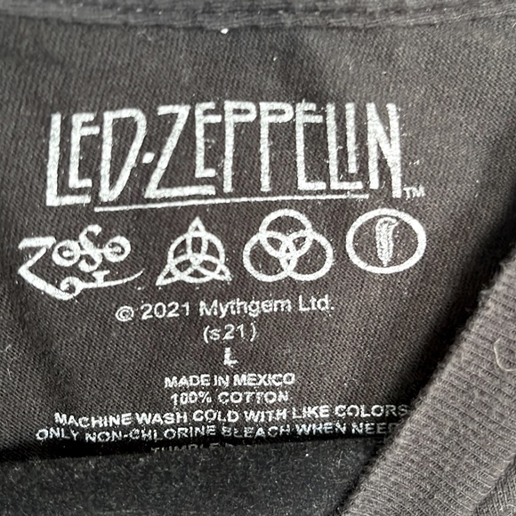 LED ZEPPELIN Black with White Logo T-Shirt Mens L - Picture 2 of 3